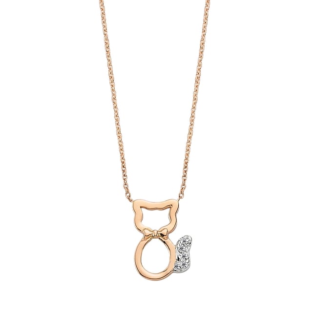 0.03 Ct Diamond Cat Solid Gold Necklace