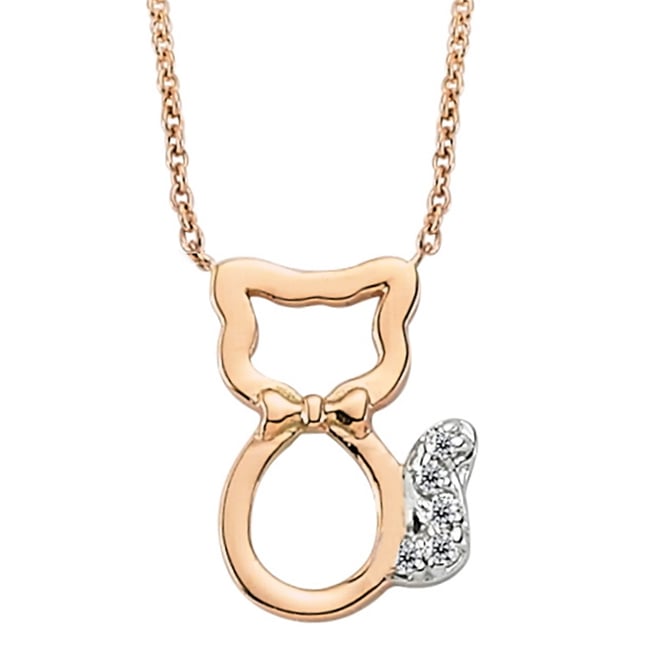 0.03 Ct Diamond Cat Solid Gold Necklace