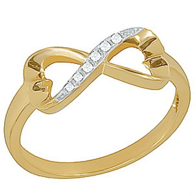 0.04 Ct Diamond Heart Infinity Solid Gold Ring