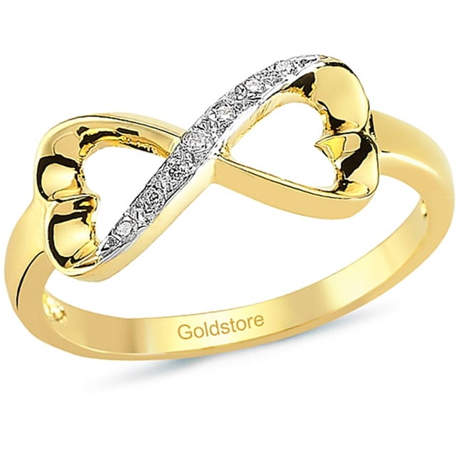 0.04 Ct Diamond Heart Infinity Solid Gold Ring