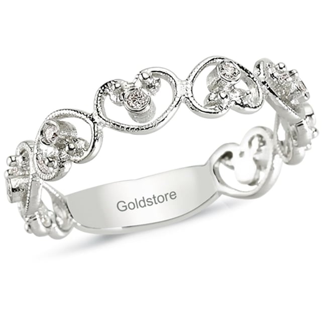 0.05 Ct Diamond Heart Full Eternity Solid Gold Ring