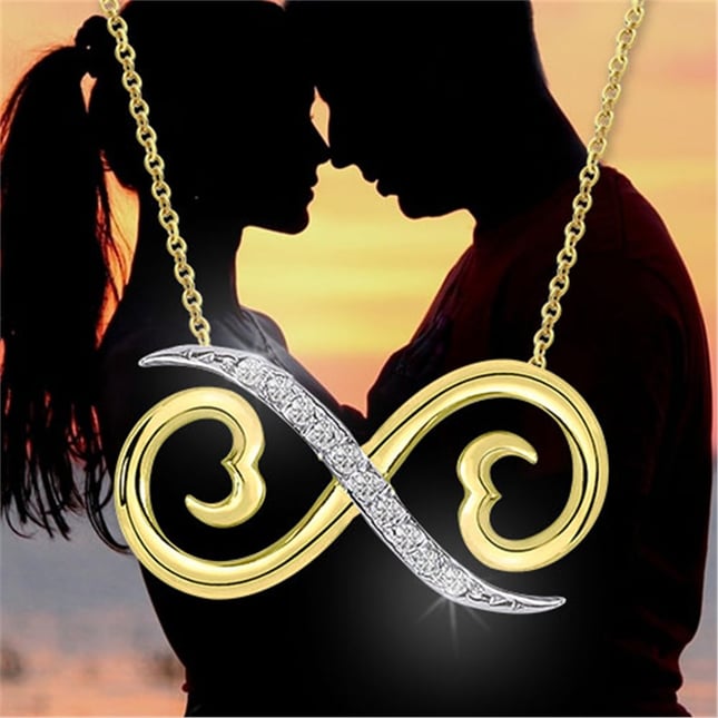 0.05 Ct Diamond Heart Infinity Solid Gold Necklace
