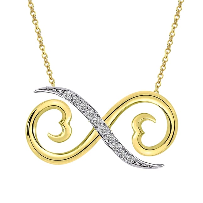0.05 Ct Diamond Heart Infinity Solid Gold Necklace