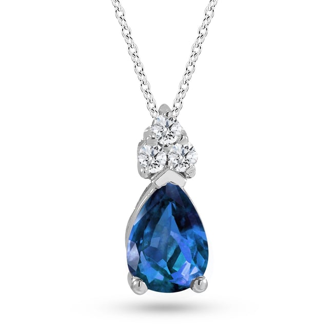0.06 Karat Pırlanta Safir Altın Kolye