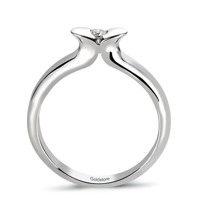 0.08 Ct Diamond Heart Solitaire Solid Gold Ring
