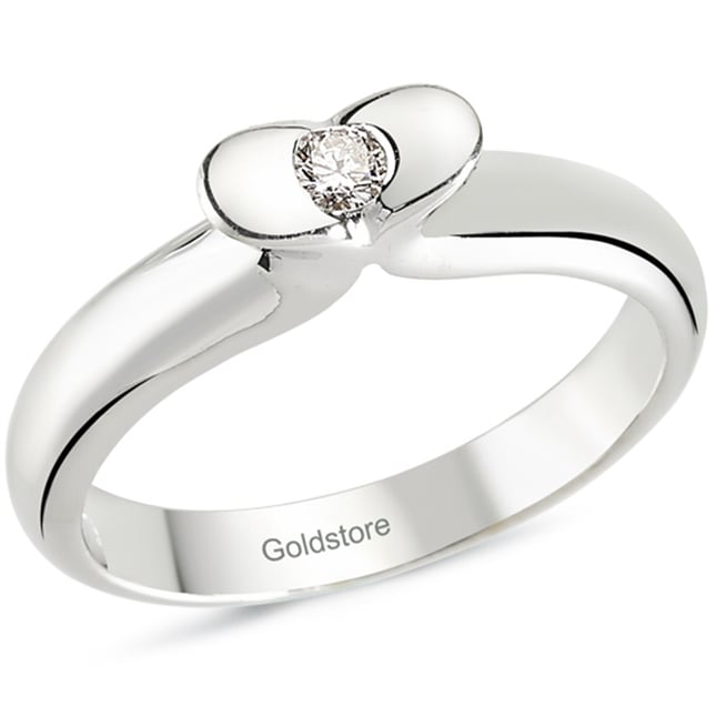 0.08 Ct Diamond Heart Solitaire Solid Gold Ring