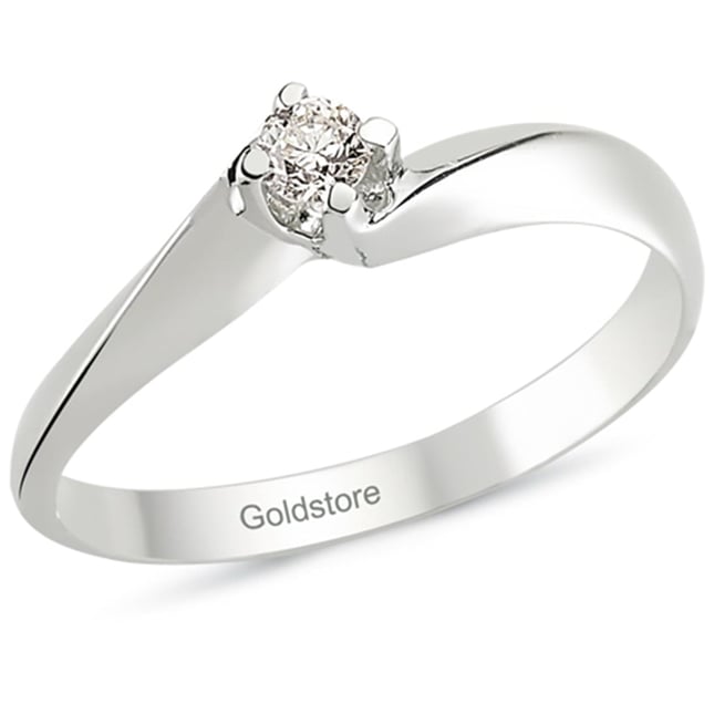 0.10 Ct Diamond Solitaire Bypass Solid Gold Ring