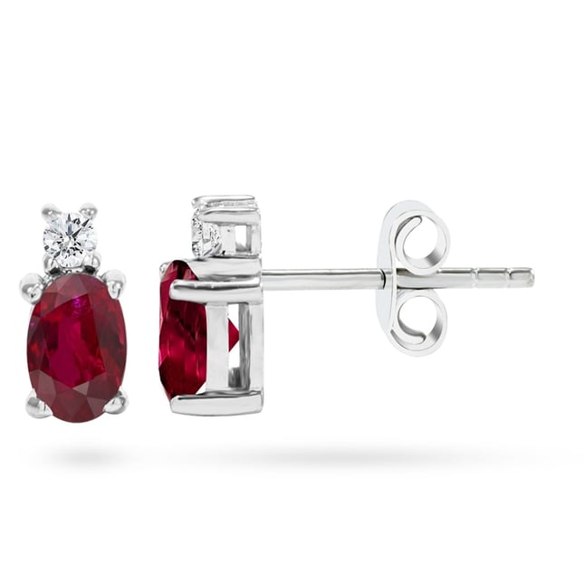 Goldstore-0.1 ct. Pırlanta Yakut Küpe