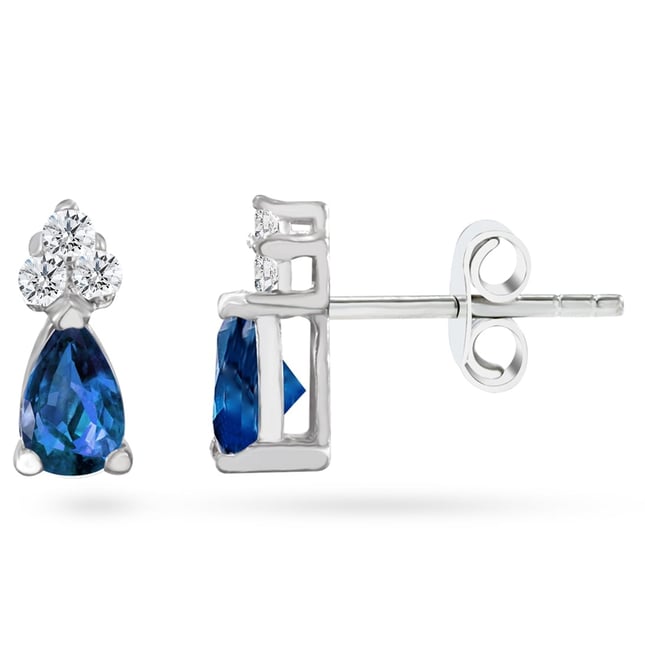 Goldstore-0.12 ct. Pırlanta Safir Küpe