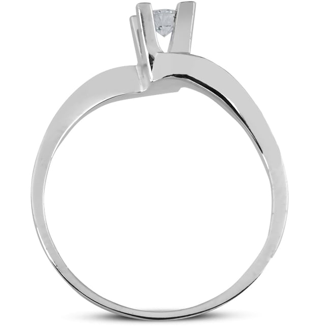 0.13 Ct Diamond Solitaire Bypass Solid Gold Ring