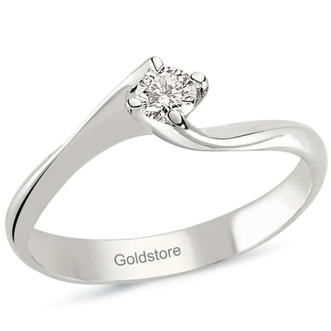 0.15 Ct Diamond Solitaire Bypass Solid Gold Ring