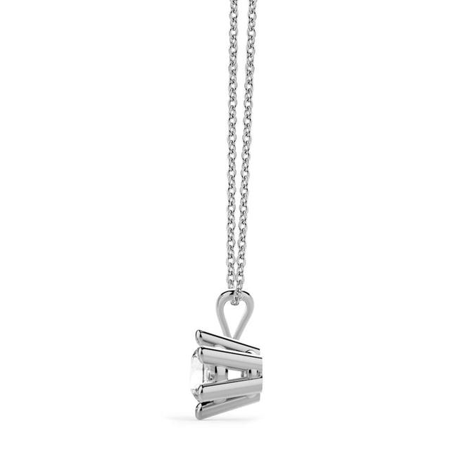 0.15 Ct Diamond 6 Prong Solitaire Solid Gold Necklace
