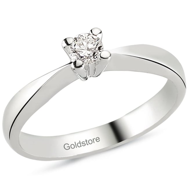 0.17 Ct Diamond Solitaire Solid Gold Ring