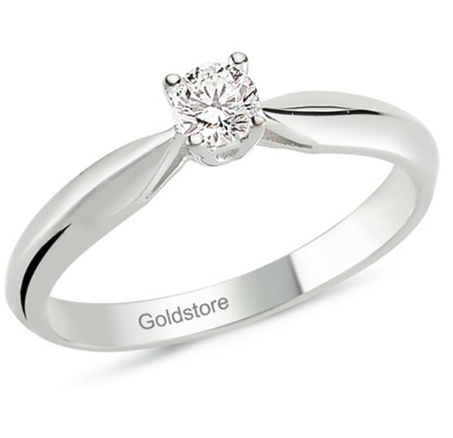 0.18 Ct Diamond Solitaire Solid Gold Ring