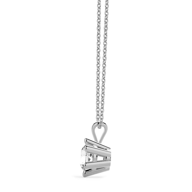 0.22 Ct Diamond 6 Prong Solitaire Solid Gold Necklace
