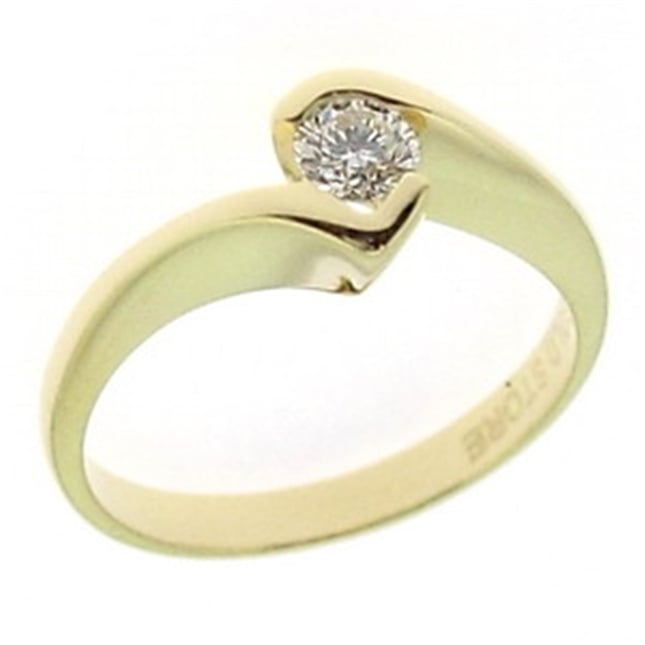 0.22 Ct Diamond Solitaire Bypass Solid Gold Ring