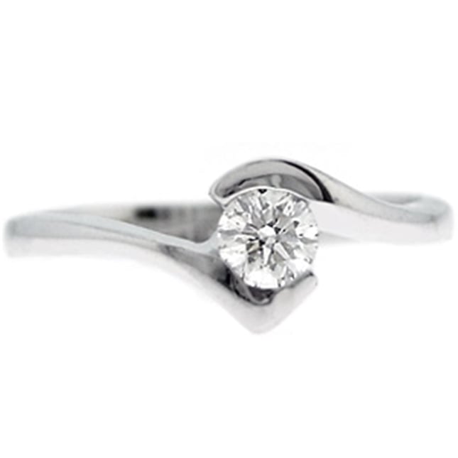 0.22 Ct Diamond Solitaire Bypass Solid Gold Ring