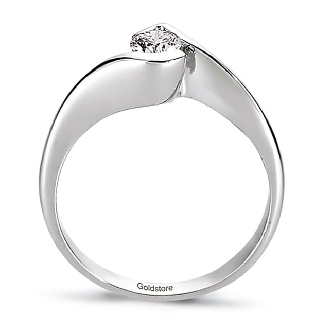 0.22 Ct Diamond Solitaire Bypass Solid Gold Ring