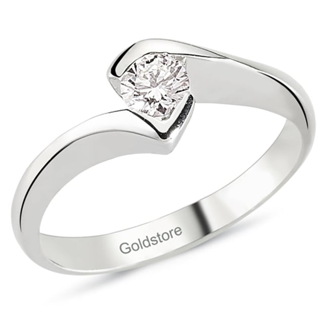 0.22 Ct Diamond Solitaire Bypass Solid Gold Ring