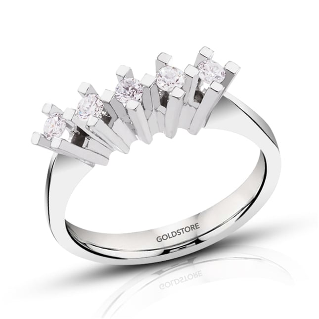 Solid Gold 0.25 ct. Diamond Five Stone Ring