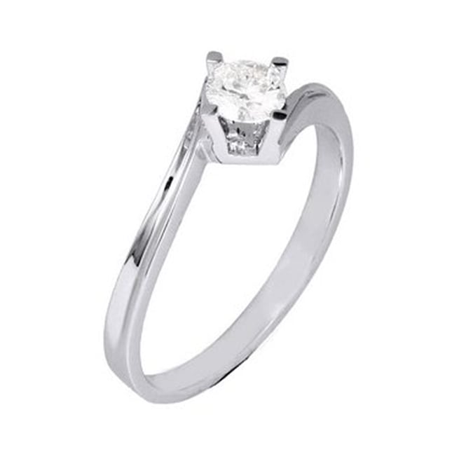 0.28 Ct Diamond Solitaire Bypass Solid Gold Ring