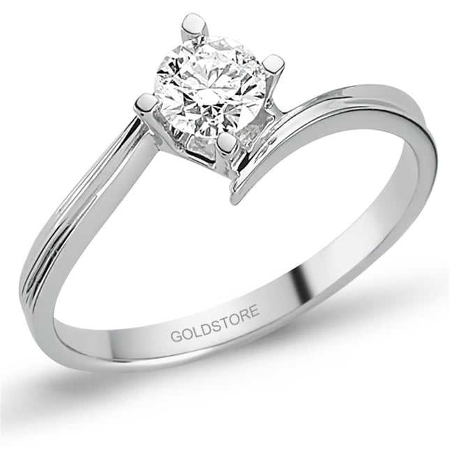 0.28 Ct Diamond Solitaire Bypass Solid Gold Ring