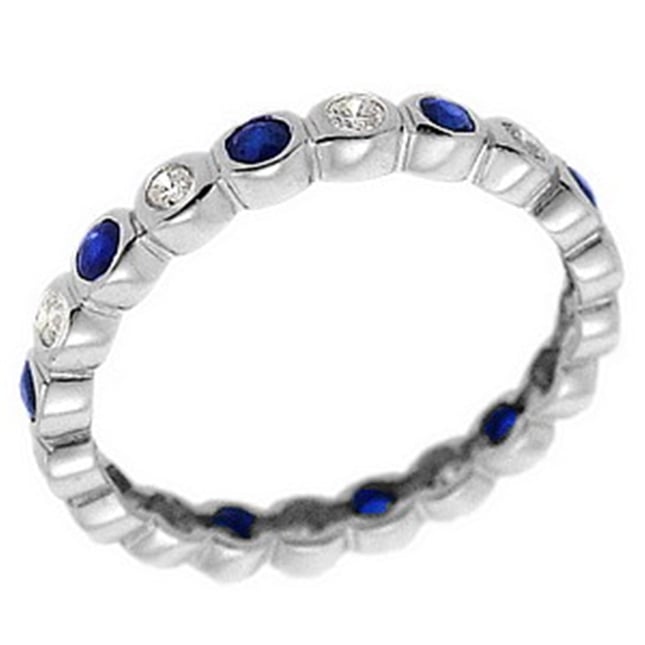 0.28 Ct Diamond Sapphire Full Eternity Solid Gold Ring