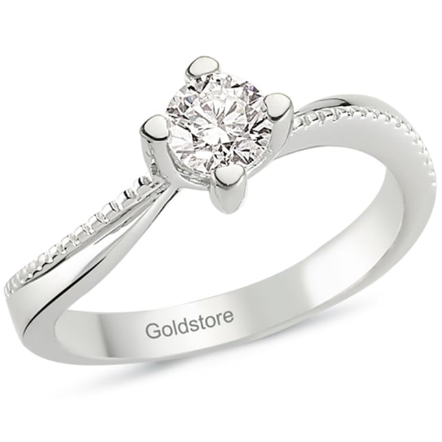 0.30 Ct Diamond Solitaire Bypass Solid Gold Ring