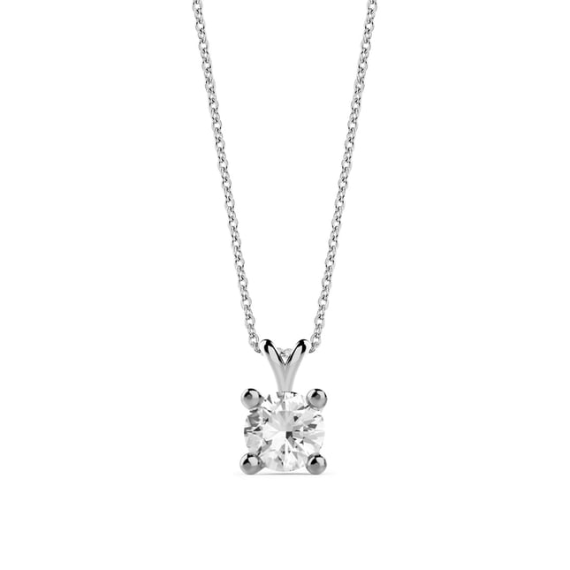 0.30 Ct Diamond 4 Prong Solitaire Solid Gold Necklace