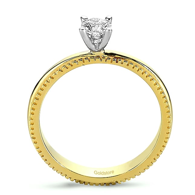 0.32 Ct Diamond Solitaire Solid Gold Ring