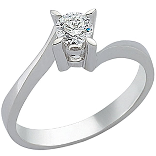 0.33 Ct Diamond Solitaire Bypass Solid Gold Ring