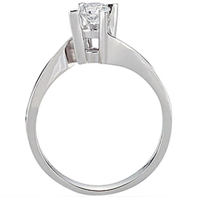 0.33 Ct Diamond Solitaire Bypass Solid Gold Ring