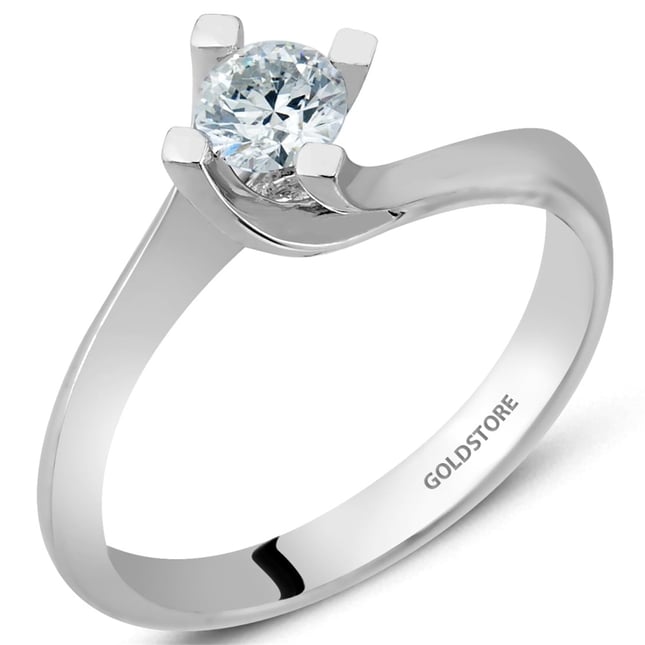 0.37 Ct Diamond Solitaire Bypass Solid Gold Ring