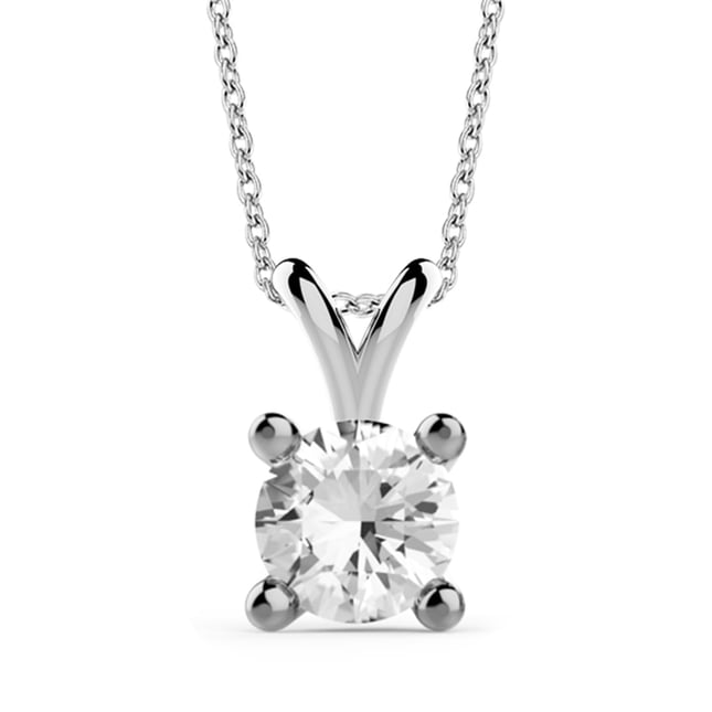 0.40 Ct Diamond 4 Prong Solitaire Solid Gold Necklace
