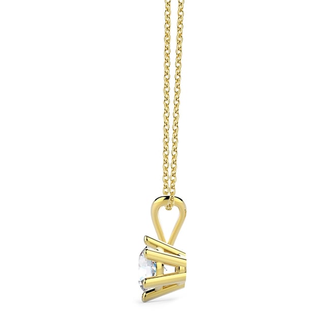 0.40 Ct Diamond 6 Prong Solitaire Solid Gold Necklace