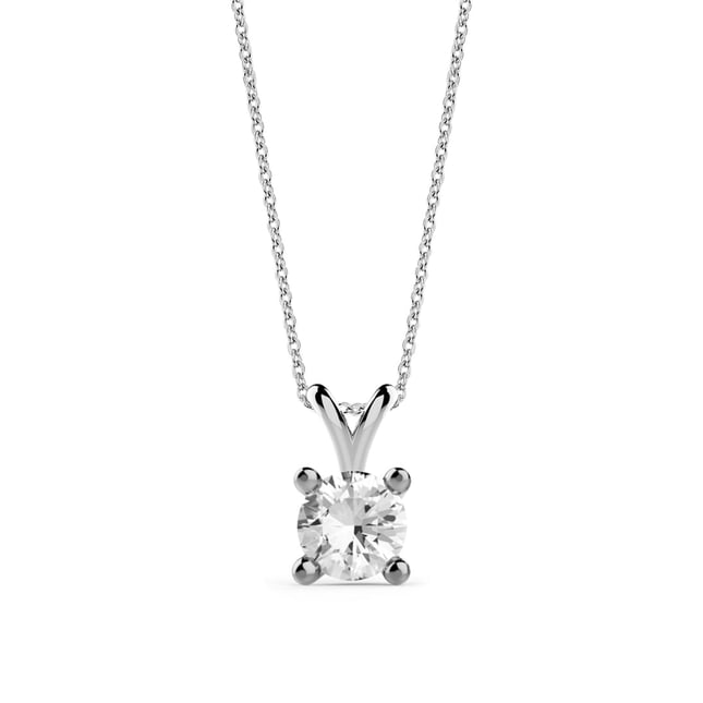 0.40 Ct Diamond 4 Prong Solitaire Solid Gold Necklace