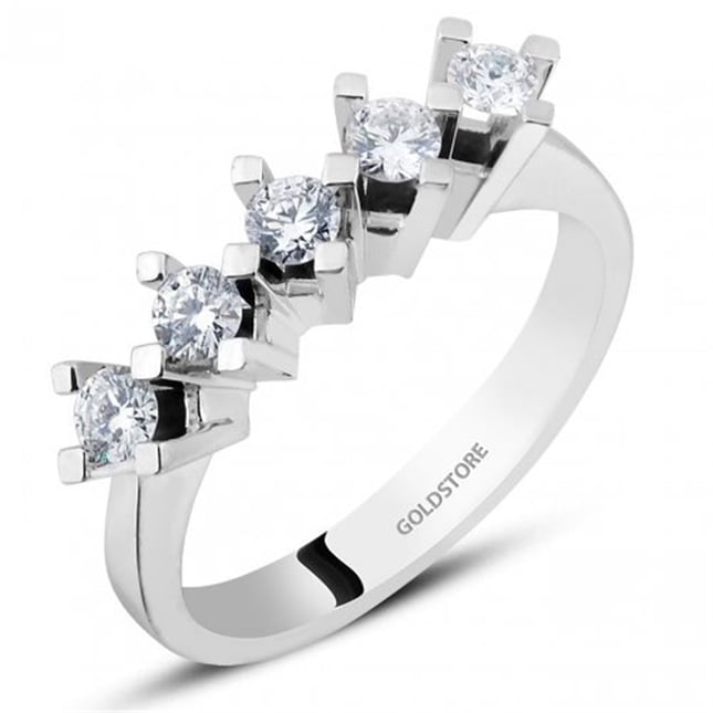 Solid Gold 0.45 ct Diamond Five Stone Ring