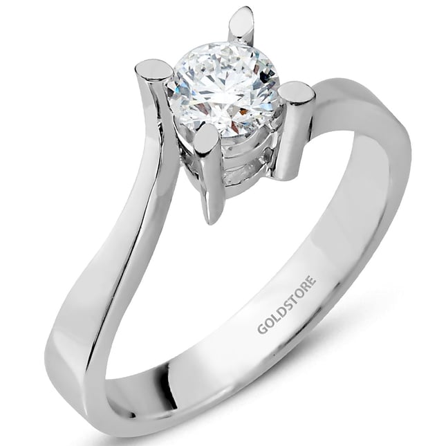 0.50 Ct Diamond Solitaire Bypass Solid Gold Ring