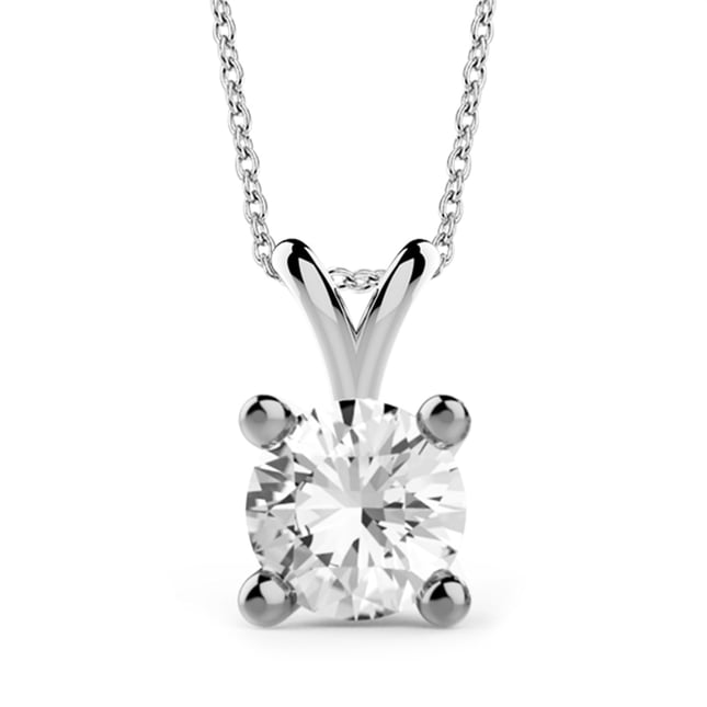 0.50 Ct Diamond 4 Prong Solitaire Solid Gold Necklace