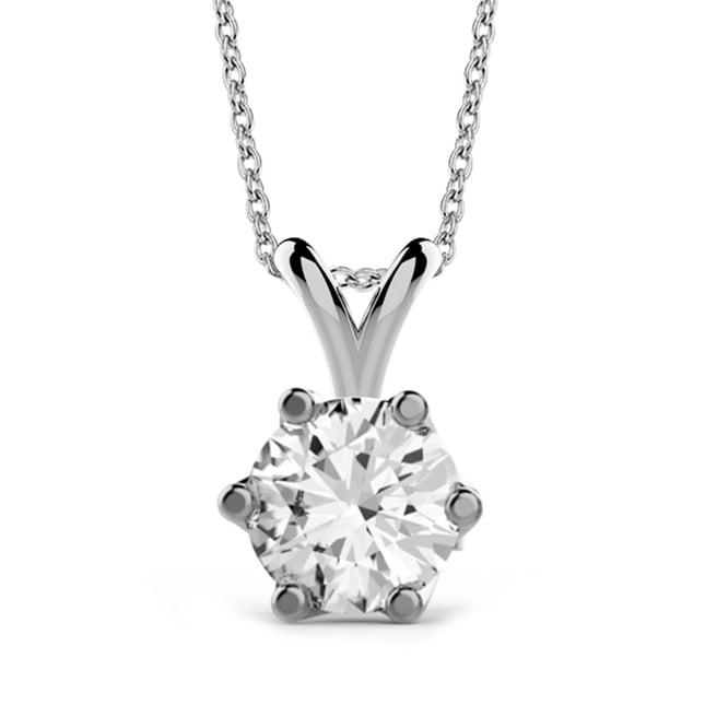 0.50 Ct Diamond 6 Prong Solitaire Solid Gold Necklace