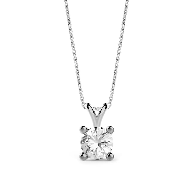 0.50 Ct Diamond 4 Prong Solitaire Solid Gold Necklace