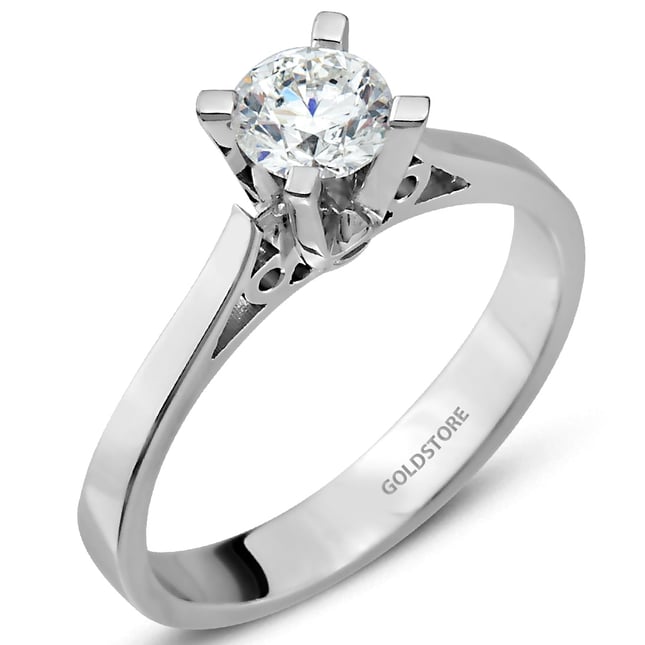 0.64 Ct Diamond Solitaire Solid Gold Ring