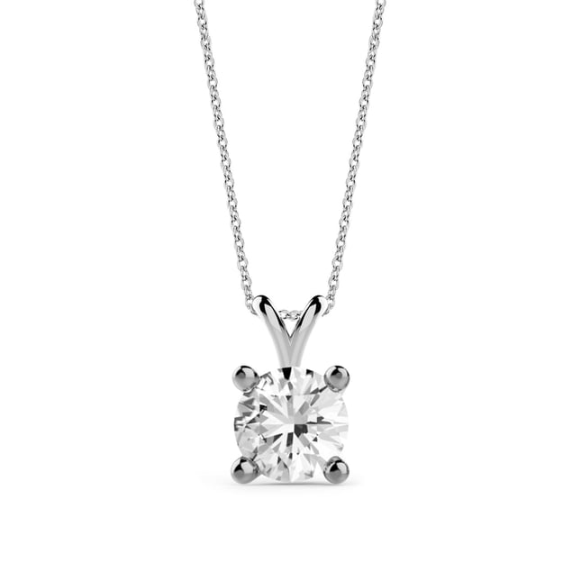 0.70 Ct Diamond 4 Prong Solitaire Solid Gold Necklace