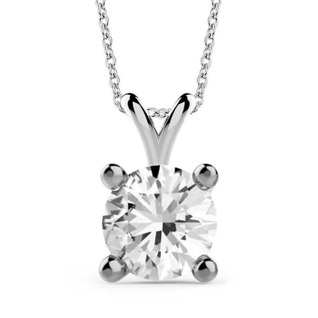 0.70 Ct Diamond 4 Prong Solitaire Solid Gold Necklace