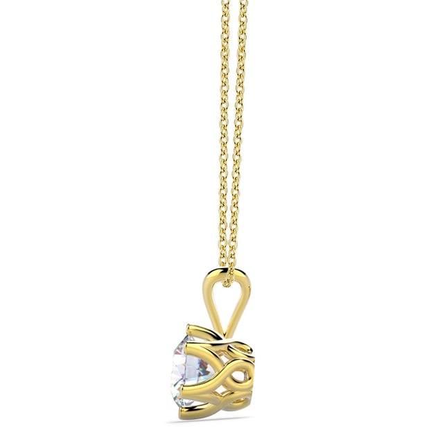 0.70 Ct Diamond 6 Prong Solitaire Solid Gold Necklace