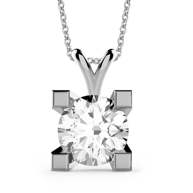 0.70 Ct Diamond 4 Prong Solitaire Solid Gold Necklace