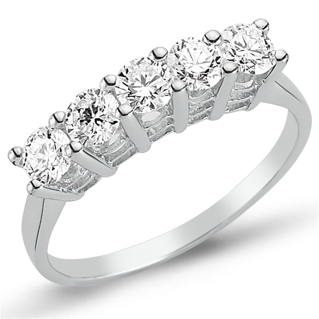 0.82 Ct Diamond 5 Stone Solid Gold Ring