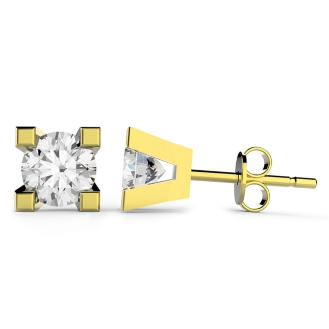Goldstore-1 ct. Pırlanta Tektaş Küpe