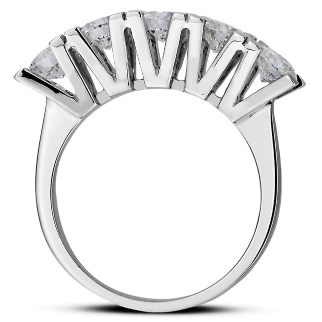 1.58 Ct Diamond 5 Stone Solid Gold Ring