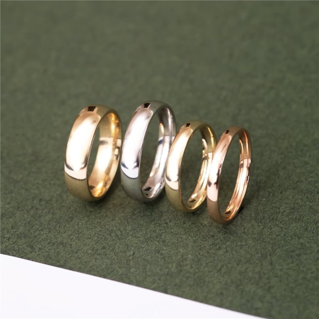 Classic Dome Band Engraved Solid Gold Wedding Band